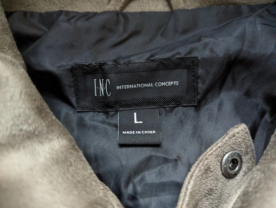BRAND NEW INC International Concepts Mens Faux-Suede Jacket Dark Taupe Large NWT - Image 4 of 4