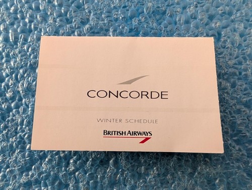 BRITISH AIRWAYS CONCORDE AIRPLANE 1992 WINTER SCHEDULE UK-USA OCT-MARCH 1993 SEE