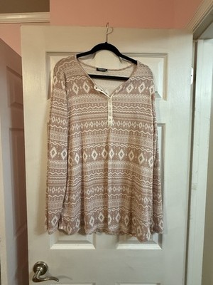 Hemish USA Women s 3x Long Sleeve Pink And Cream Shirt 
