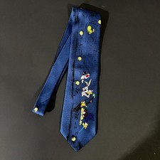 Vtg 90s Peekaboo Looney Tunes Blue Character Neck Tie Tweety Sylvester Taz Bugs