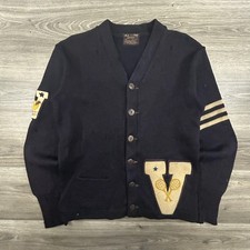 Vintage Vanderbilt Cardigan Sweater Mens Small Varsity Letterman Navy Wool 40s