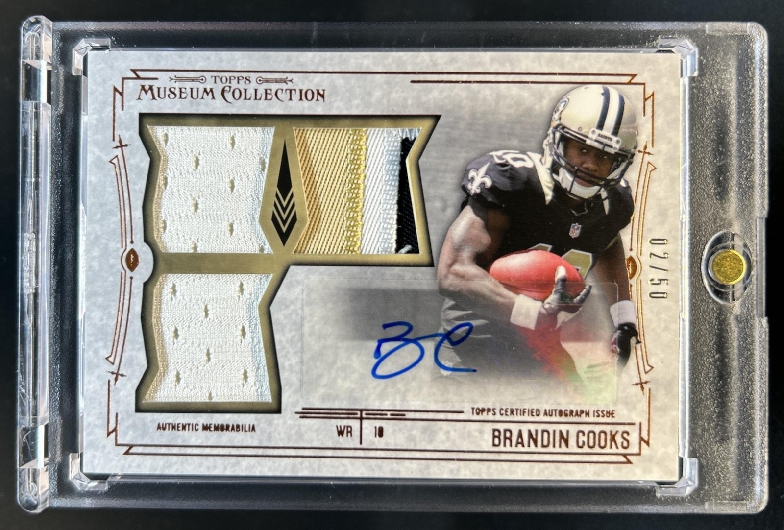 Brandin Cooks Topps Museum Collection Signature Swatches Autographed Triple Relic #BC Copper