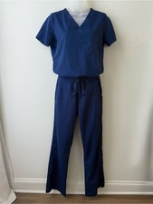 Healing Hands Purple Label Jada Taylor Scrub Set XS Navy Yoga Waist Flare Pants