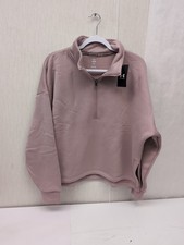 Under Armour Fleece Jacket Womens Lg Pink Half-Zip Pullover Loose Mock Neck L6