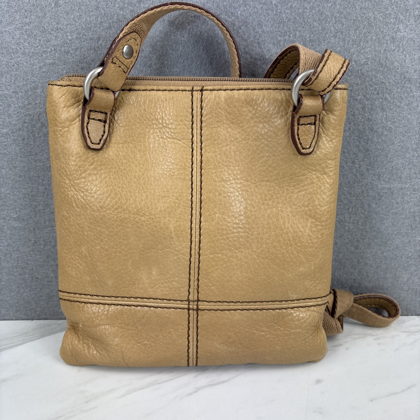 Fossil Maddox Patchwork Colorblock Lt Tan Leather… - image 5