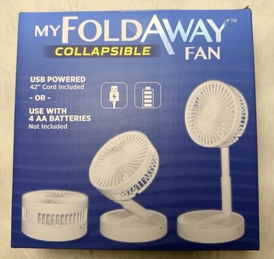 Emson My Foldaway Collapsible Fan USB or AA Battery Powered 12  High New Sealed