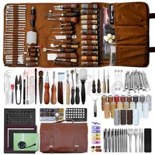 Leather Craft Tool Set Steel Stamping Punch Sewing Engraving Tools Cutting Mat