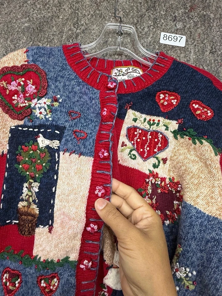Vintage Heirloom Collectibles Sweater Cardigan Christmas Holiday Size XL - Image 3 of 4