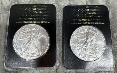 Lot Of (2) 1oz Walking Liberty 2022 American Eagle Fine Silver-VF  #185