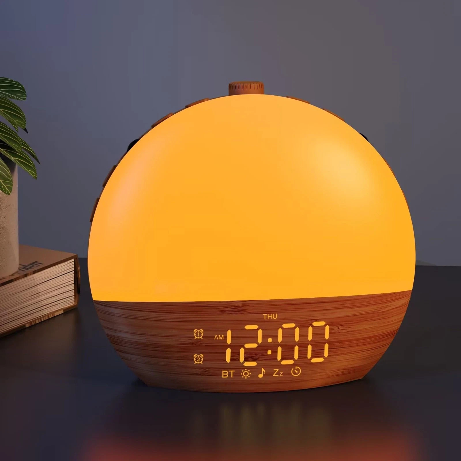 Sunrise Alarm Clock with Sound Machine - Wake Up Light, Wood Grain, Bluetooth...