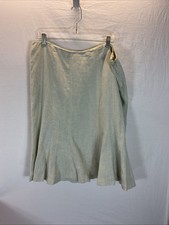VTG NEW LAUREN RALPH LAUREN Linen Midi Skirt flared green deadstock size 16