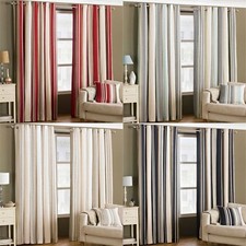 Riva Home Broadway Stripe Curtains Eyelet Lined Woven Window Panels Home UK