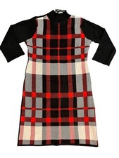 Alison Andrews Red and Black Plaid Long Sleeve Dress Size Large NWT