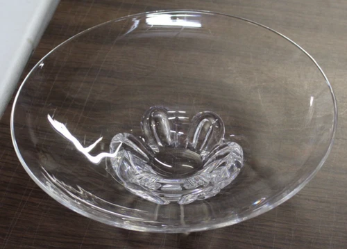 Steuben Art Glass Signed Clear Crystal Pedestal Low Bowl 13"  SUPER CLEAN