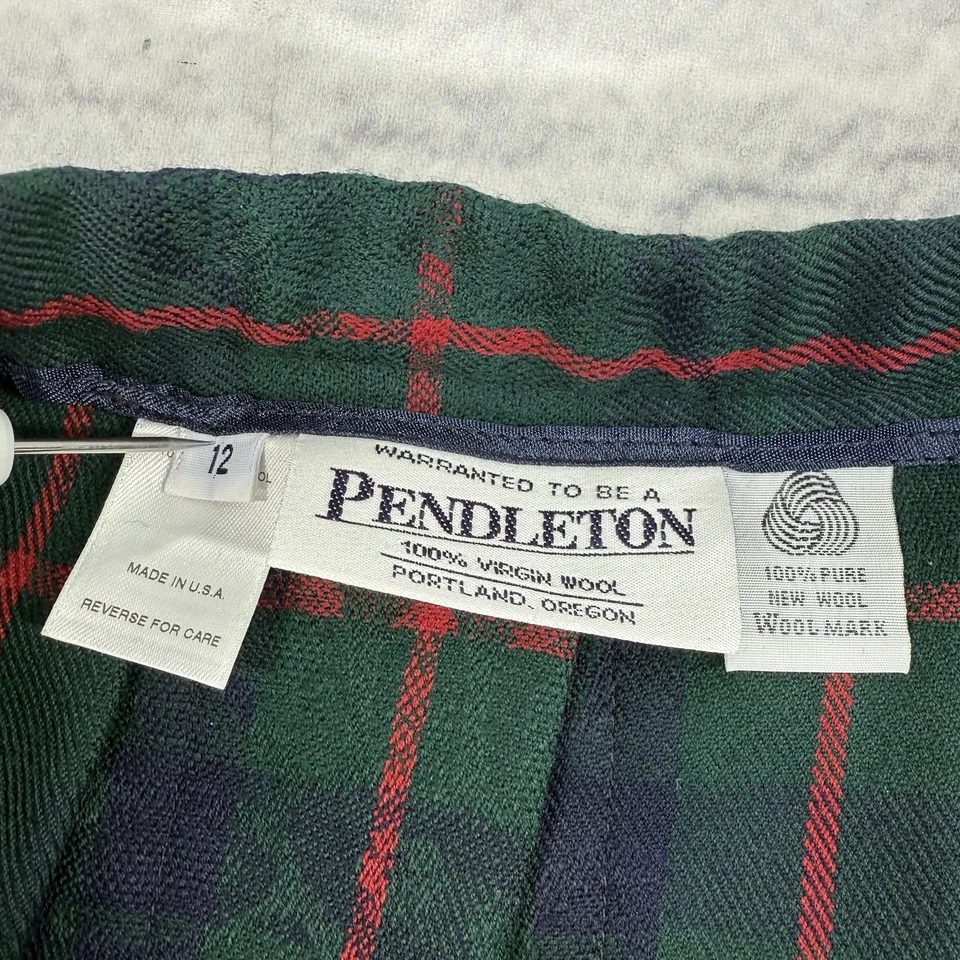Vintage Pendleton Pleated Maxi Skirt Size 12 Virgin Wool Tartan Plaid Floral - Image 3 of 4