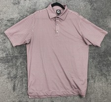 FootJoy Polo Shirt Mens Large Red Geometric Print Golf Performance Stretch