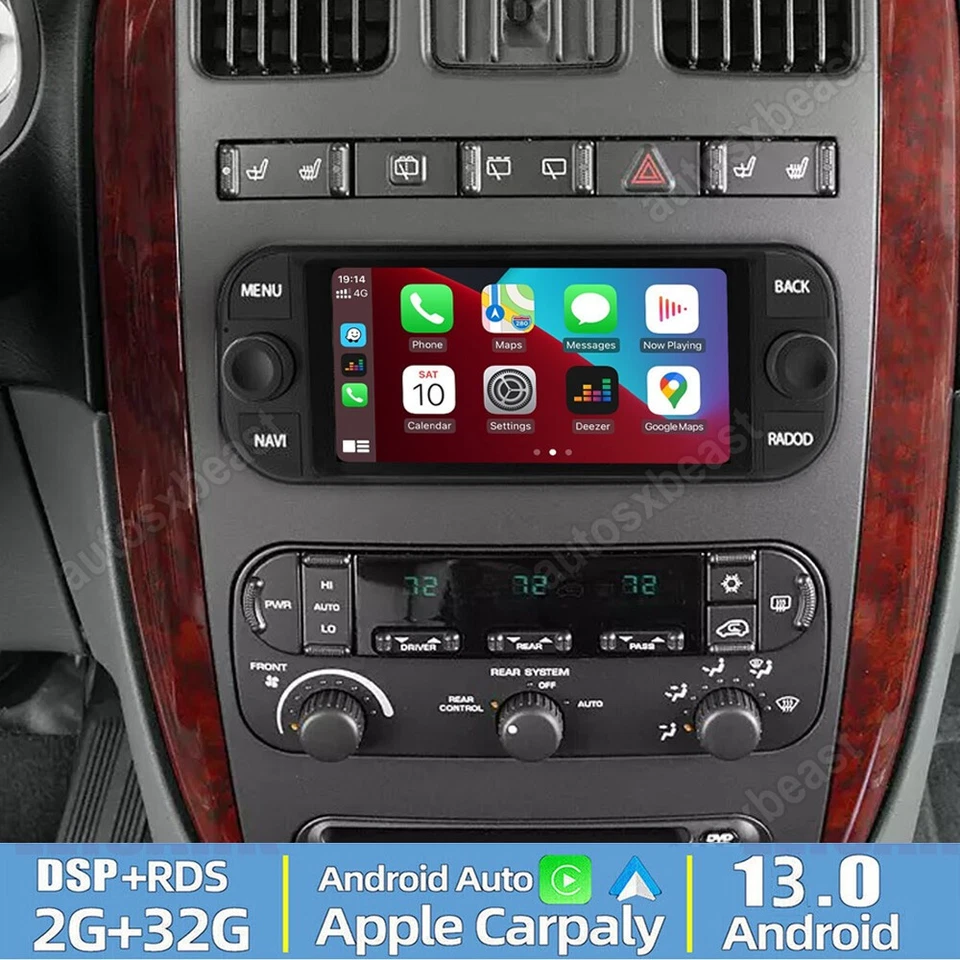 Rádio estéreo GPS WIFI para carro Android Chrysler Town & Country CarPlay 2004-2007 - Imagem 2 de 4