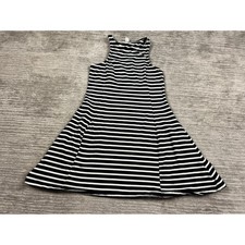 Old Navy Dress Women Medium Black White Striped Sleeveless Fit & Flare High Neck