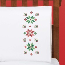 Herrschners  Nordic Star Pillowcase Pair Stamped Cross-Stitch