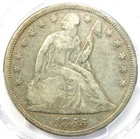 1855 Seated Liberty Silver Dollar $1 - Certified PCGS Fine Details - Rare Date!