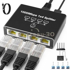 Gigabit Ethernet Splitter 1 to 4 Port RJ45 LAN Network Adapter 1000Mbps for PC