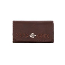 American West Womens Mohave Canyon Dark Brown Leather Trifold Wallet OS
