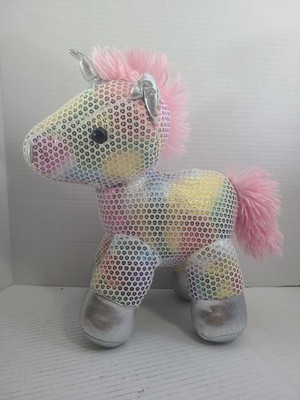 Sparkle Rainbow Unicorn Plush Stuffed Animal Multicolor GUC