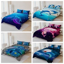 3D Dolphin Sea Flower Moon Cartoon Quilt Cover Duvet Cover Comforter set