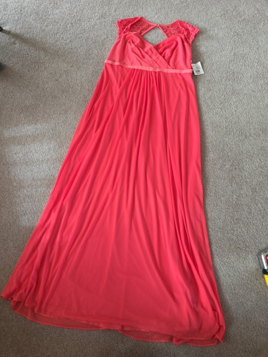 Davids Bridal Womens Size 16 Long Dress Sleeveless F19505 Guava / Off  Pinkish | eBay