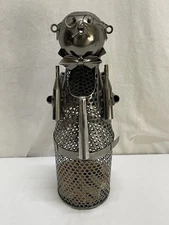 19" Cork Wine Holder Bottle Metal Decorative Sculpture Waiter Bar Kitchen Decor