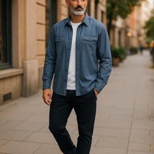 Wrangler Men  s XL Denim Shirt Blue Jean Western Long Sleeve 100 Cotton