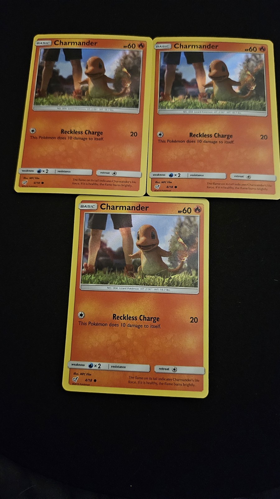 Pokemon TCG Charmander Detective Pikachu 4/18 Lot of 3 English Regular