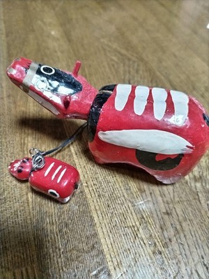 Showa Era Red Beko Ornament & Straps, 4'' Retro Toy, Used