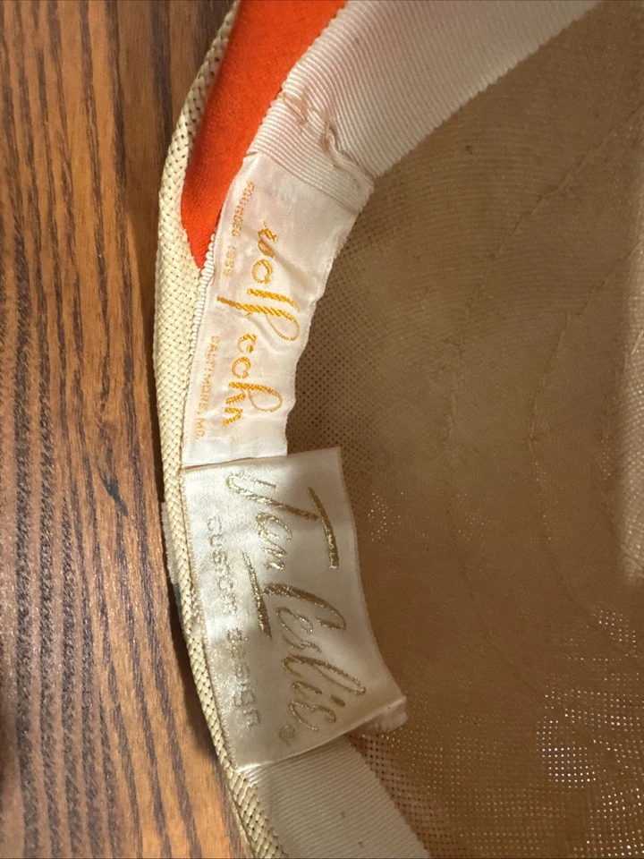 Divertido sombrero Cloch vintage naranja azul beige pieza de época años 60’s Foto 4 de 4