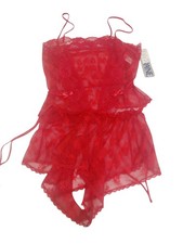 Vintage Lorraine 2 Piece Red Laced Lingerie Size XS