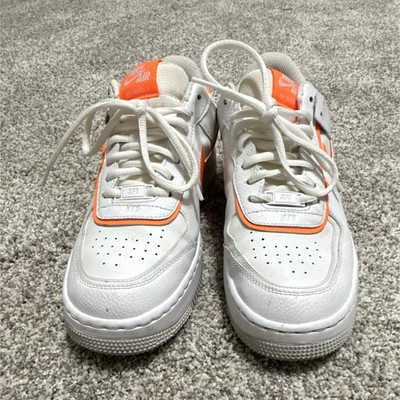 Nike Air Force 1 Shadow Total Orange White Leather Sneakers CI0919-103