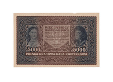 POLAND 1920 5000 MAREK BANKNOTE P31 ABOUT UNCIRCULATED