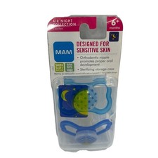 Mam Air Night Collection Pacifier Sensitive 6 Months Boys Blue Stars 2-Pack New