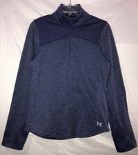 Womens Sweatshirt Under Armour ColdGear Fleece Purple Pullover Fitted 1/4 Zip SM