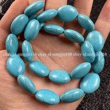 Natural 13x18mm Blue Turquoise Oval Gemstone Loose Beads 15'' Strand