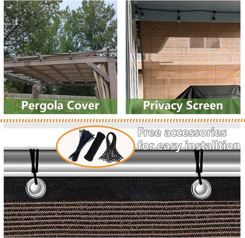 90% Sun Shade Cloth for Outdoor Deck Backyard Patio Garden Pergola Cover coffee - Picture 5 of 7