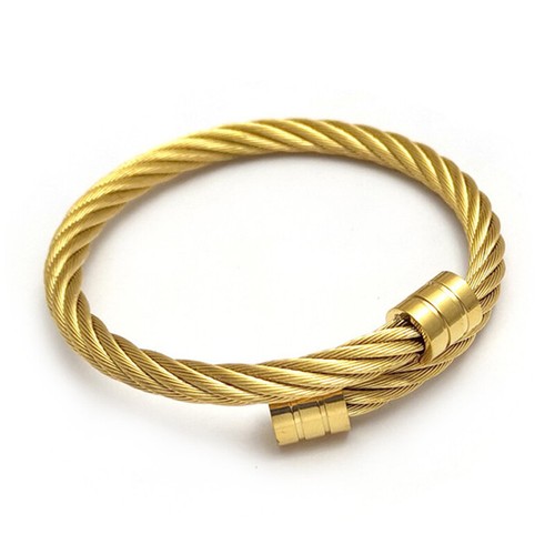 Luxury Gold Stainless Steel Twisted Chain Bangle & Bracelet For Men Adjustable - Picture 4 of 13