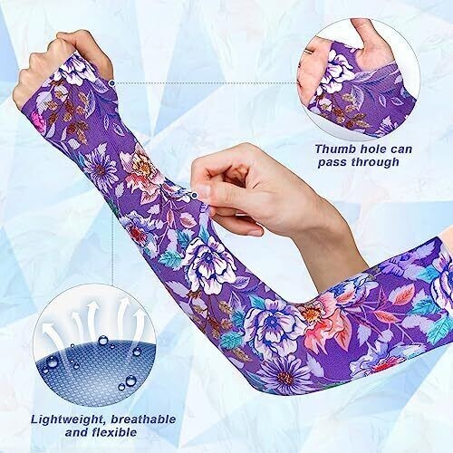 2 Pairs Farmers Gardening Arm Sleeves with Thumb Hole Sun Protection for Farming - Picture 7 of 7