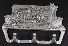 Vintage Noahs Ark Nursery Wall Hanger 8" Metal Multi-Hook Ready To Hang Decor