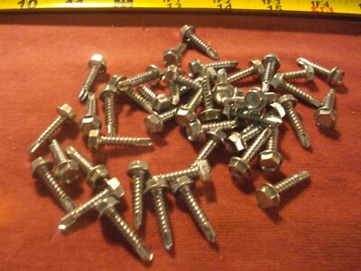 (1182.) Hex Head Self-drilling Sheet Metal Screws 8 x 3/4'' Zinc Plated 40-Pc