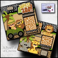 WHAT A ZOO 2 boy premade scrapbook pages paper printed layout 4 album BY CHERRY