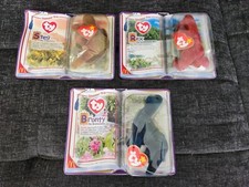 TY RARE RETIRED DINOSAUR TRIO, 2000 Mc Donalds Beanie Baby. MIP