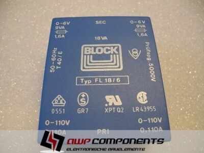 FL18/6 - PCB-Transformator, UI 39 x 13.5, BLOCK