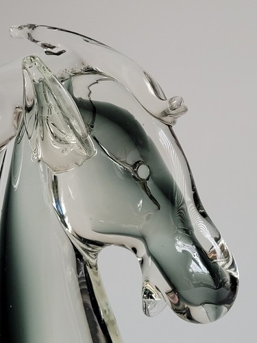 Beautiful Murano Art Glass Horse Head Bust Sommerso V Nason Clear & Grey Venice - Picture 3 of 17