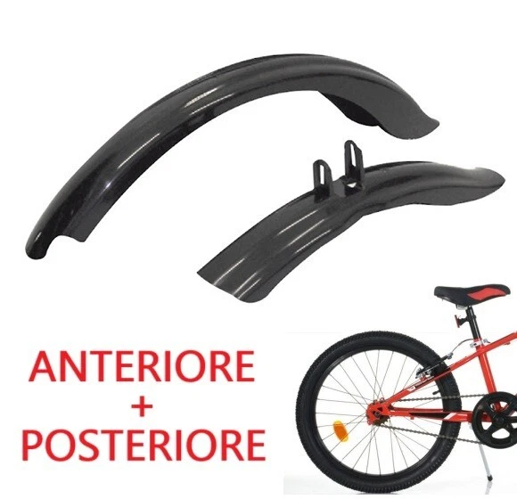 Coppia Parafanghi Per Bici 20" MTB Nero Anteriore E Posteriore In Plastica Per Bambino